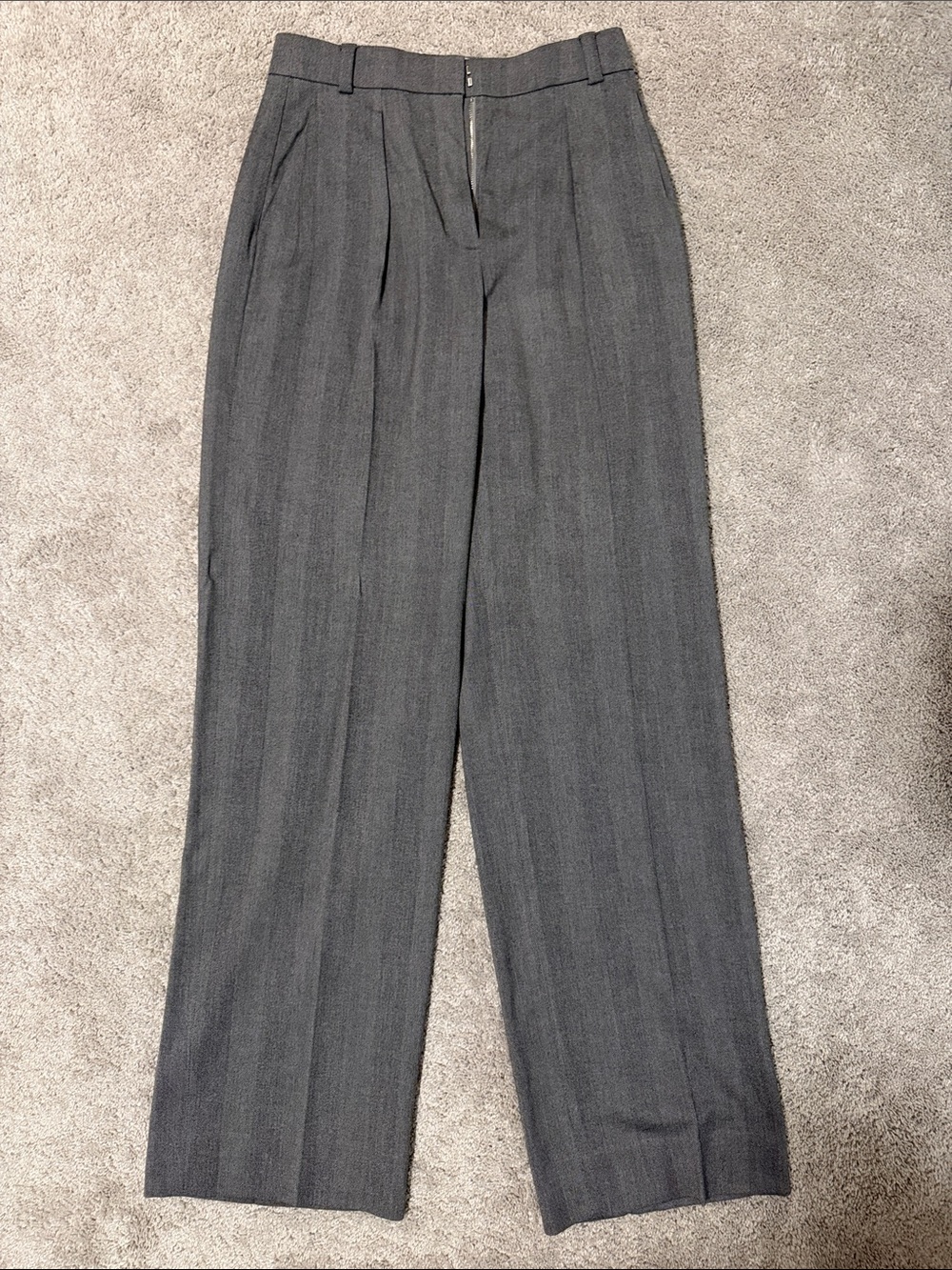 Babaton Gray Pinstripe High-Waist Trousers